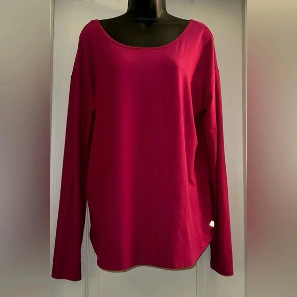 Zelos Long Sleeve Burgundy Top - Picture 1 of 6